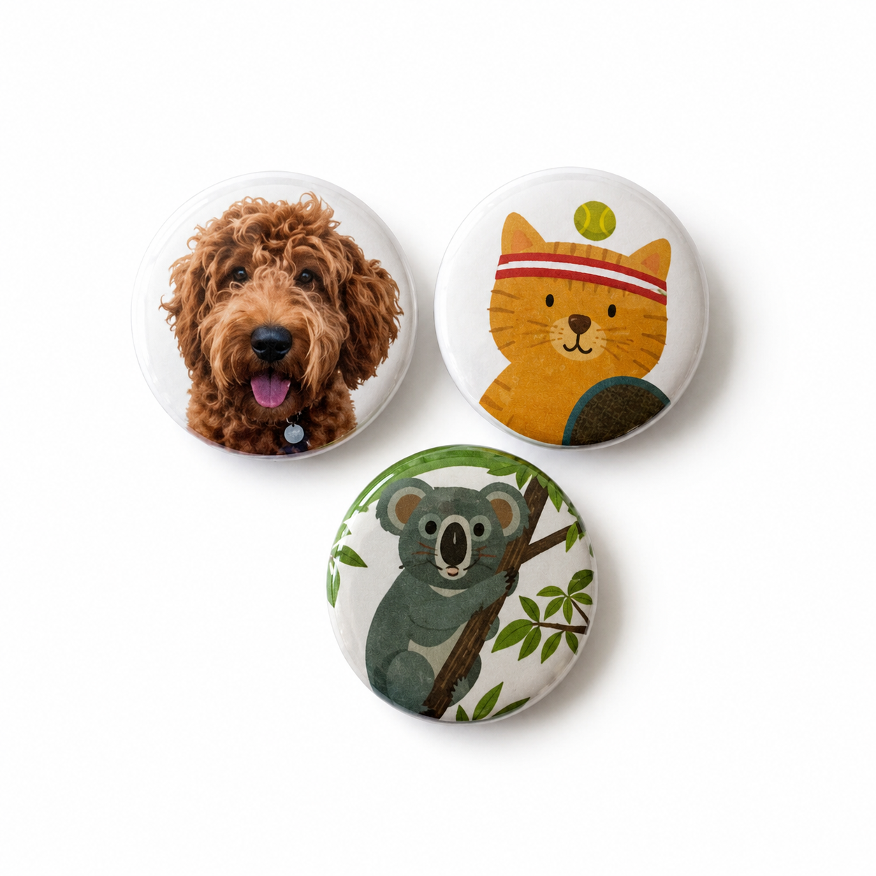 buttons retro hond kat koala