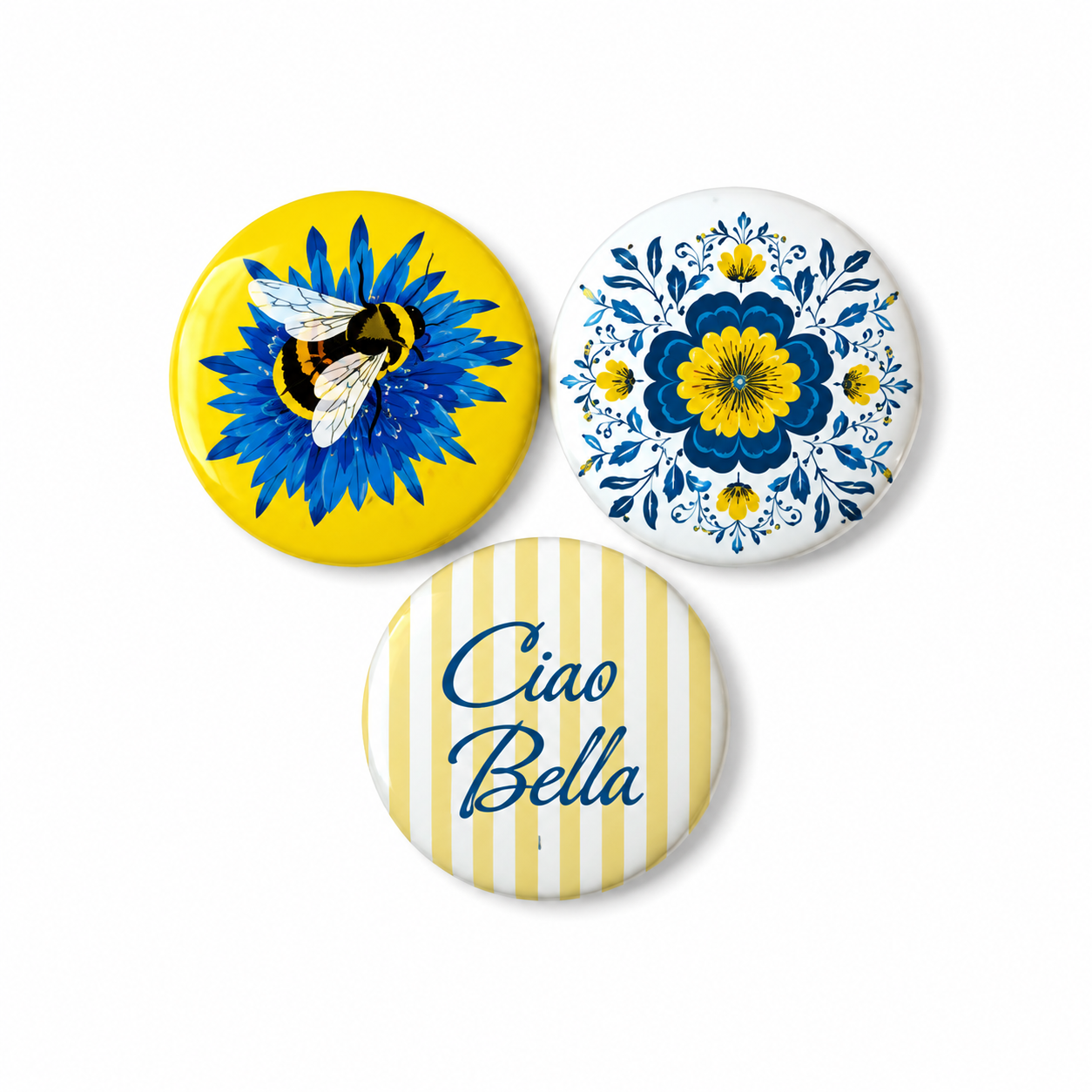 Set van 3 buttons- bloemen bij Ciao Bella