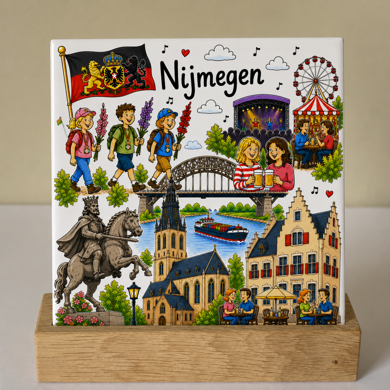 Tegeltje Nijmegen 15x15 cm handgemaakt cadeau