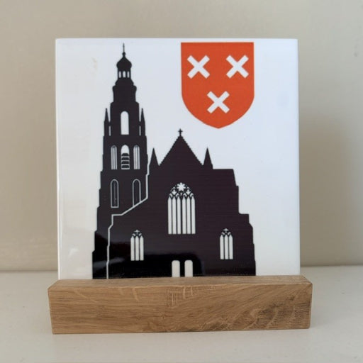 Tegeltje Breda 10x10 cm Grote kerk met schild