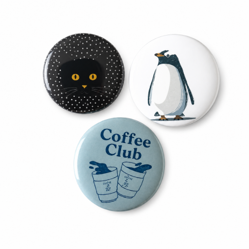 buttons pinguin kat koffie