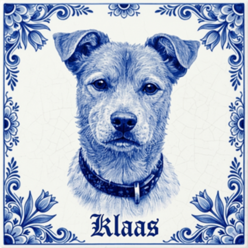 Gepersonaliseerd tegeltje Huisdier Delftsblauw