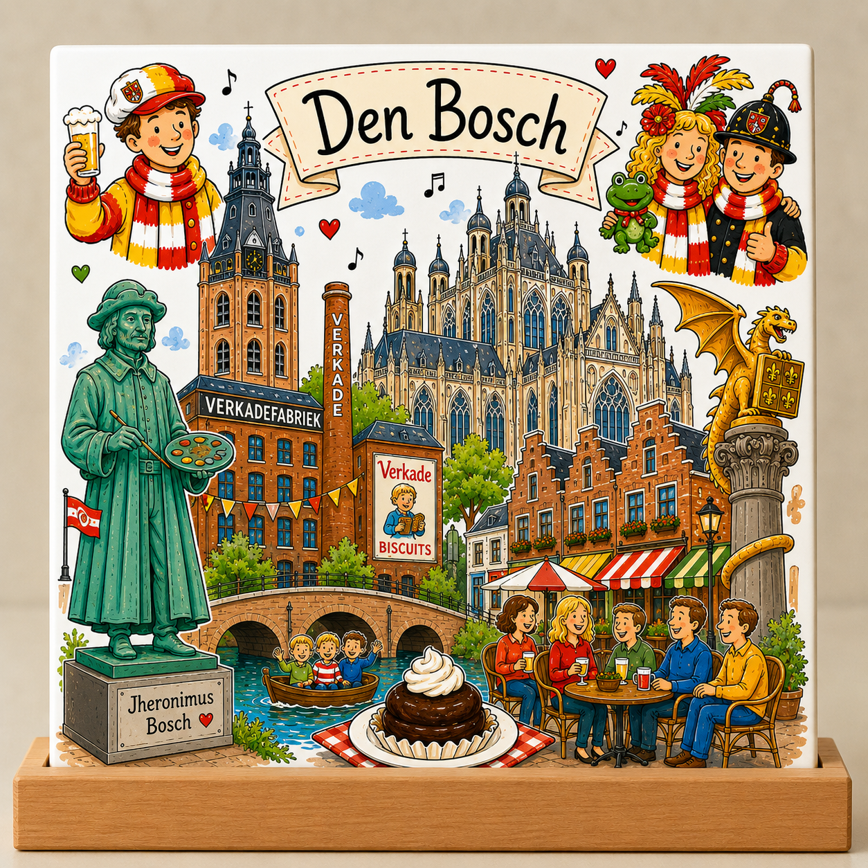 Tegeltje Den Bosch 15x15 cm handgemaakt cadeau