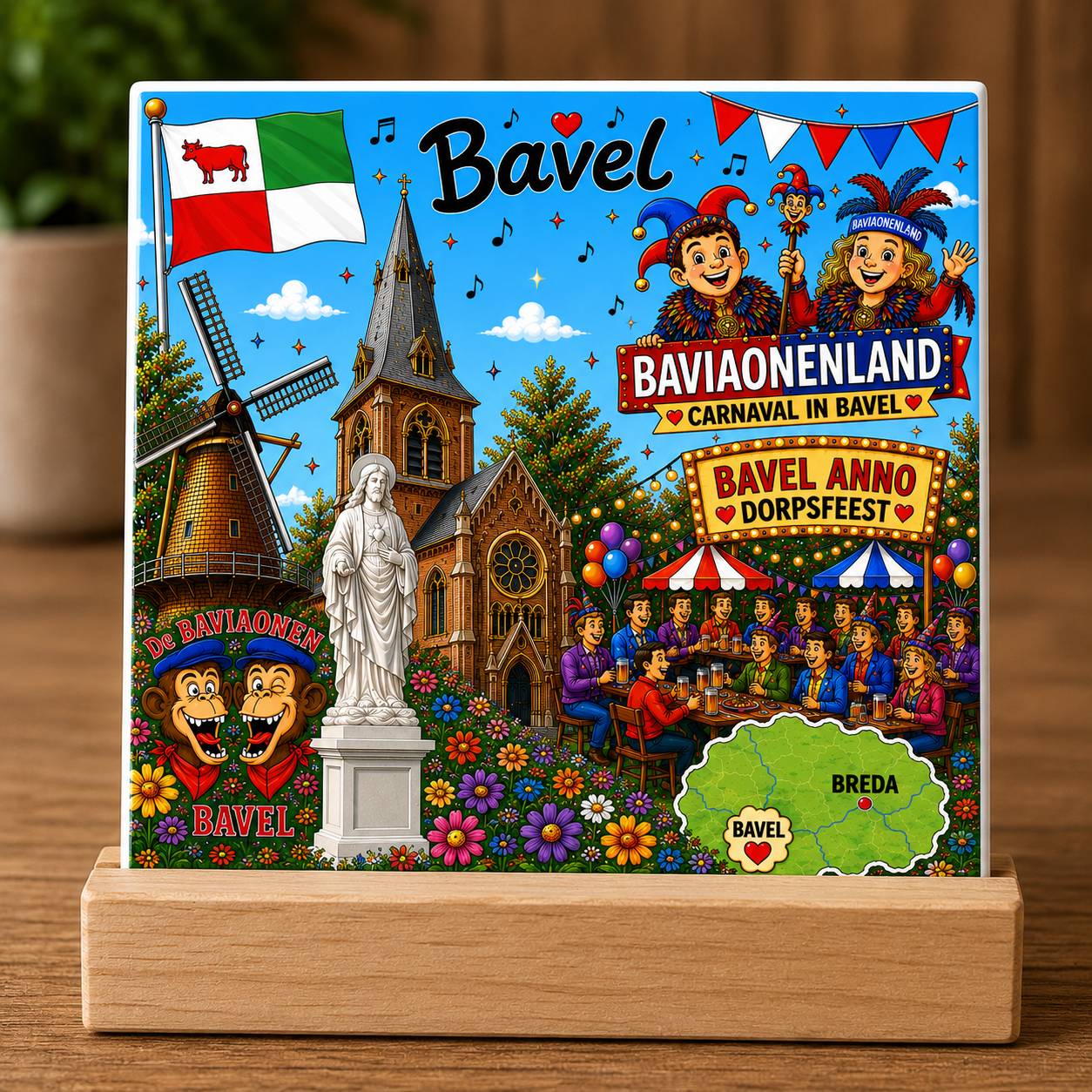 Bavel tegeltje handgemaakt cadeau 15x15 cm