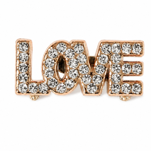 LOVE Broche goudkleur met Strass – 3 cm