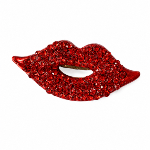 Rode Lippen Broche met Strass – Glamour Design 3,5 cm