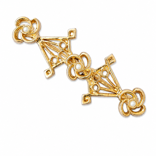 Vintage Art Deco Broche Goudkleurig – Geometrisch Filigrain Design