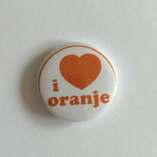Button I love Oranje wit 32 mm