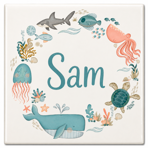 Gepersonaliseerd tegeltje Onder water 10x10 cm Handgemaakt cadeau