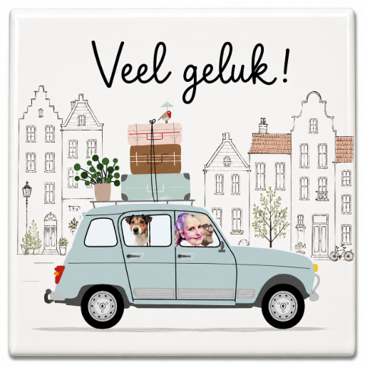 Gepersonaliseerd tegeltje Veel geluk! 10x10 cm Handgemaakt cadeau