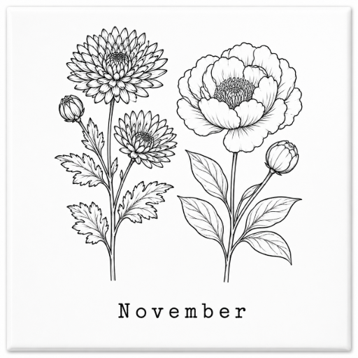 Mini tegeltje Geboortebloem November 5 x 5 cm