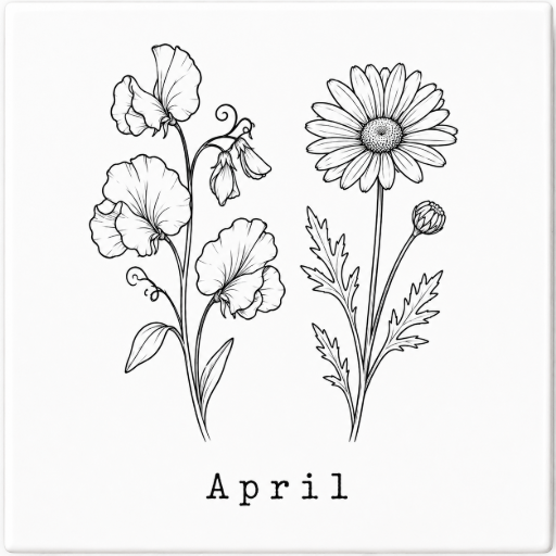 Mini tegeltje Geboortebloem April 5 x 5 cm