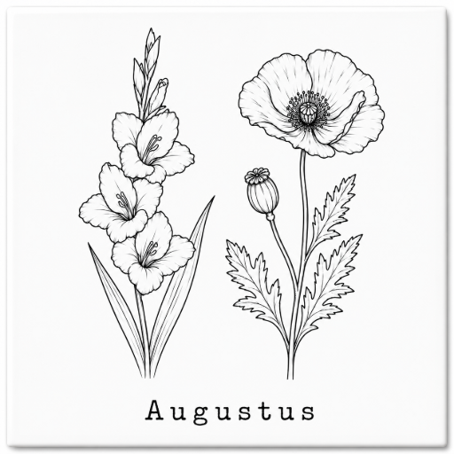 Mini tegeltje Geboortebloem Augustus 5 x 5 cm