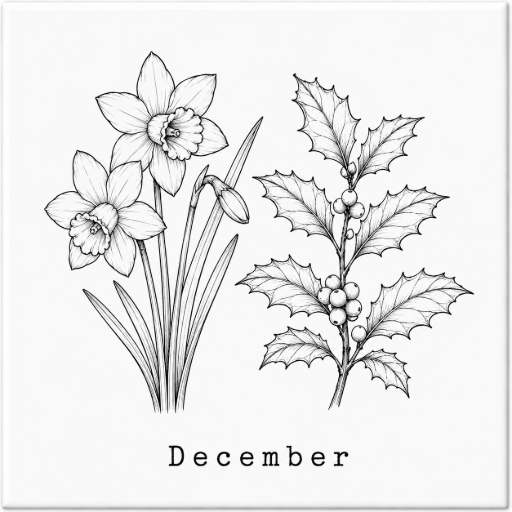 Mini tegeltje Geboortebloem December 5 x 5 cm