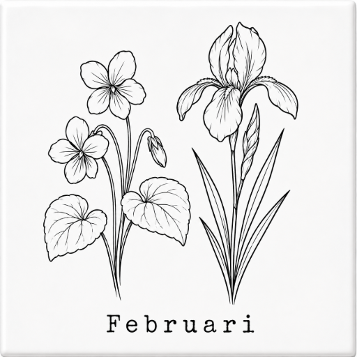 Mini tegeltje Geboortebloem Februari 5 x 5 cm