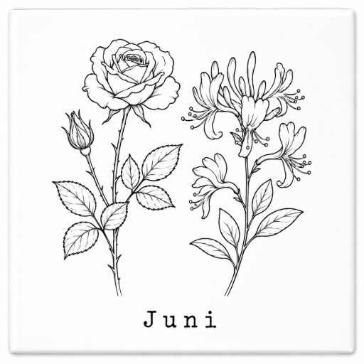 Mini tegeltje Geboortebloem Juni 5 x 5 cm