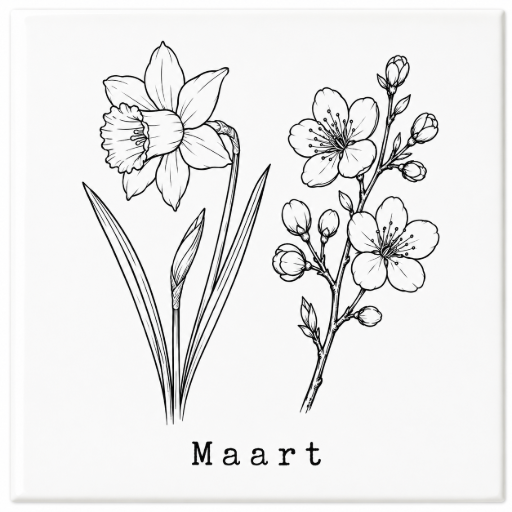 Mini tegeltje Geboortebloem Maart 5 x 5 cm