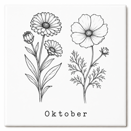Mini tegeltje Geboortebloem Oktober 5 x 5 cm