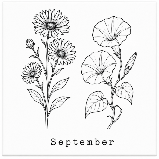 Mini tegeltje Geboortebloem September 5 x 5 cm