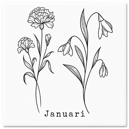 Mini tegeltje Geboortebloem Januari 5 x 5 cm