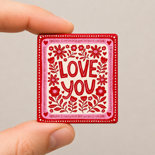 Mini tegeltje Love you 5 x 5 cm