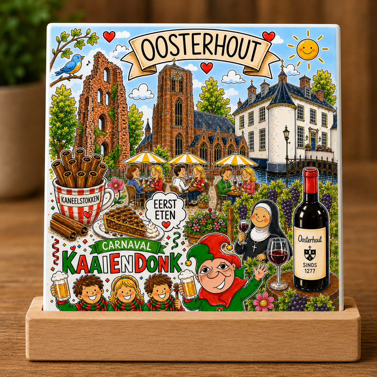 Oosterhout tegeltje handgemaakt cadeau 15x15 cm