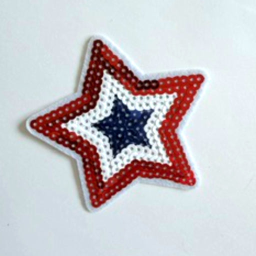 Opstrijkembleem ster rood wit blauw