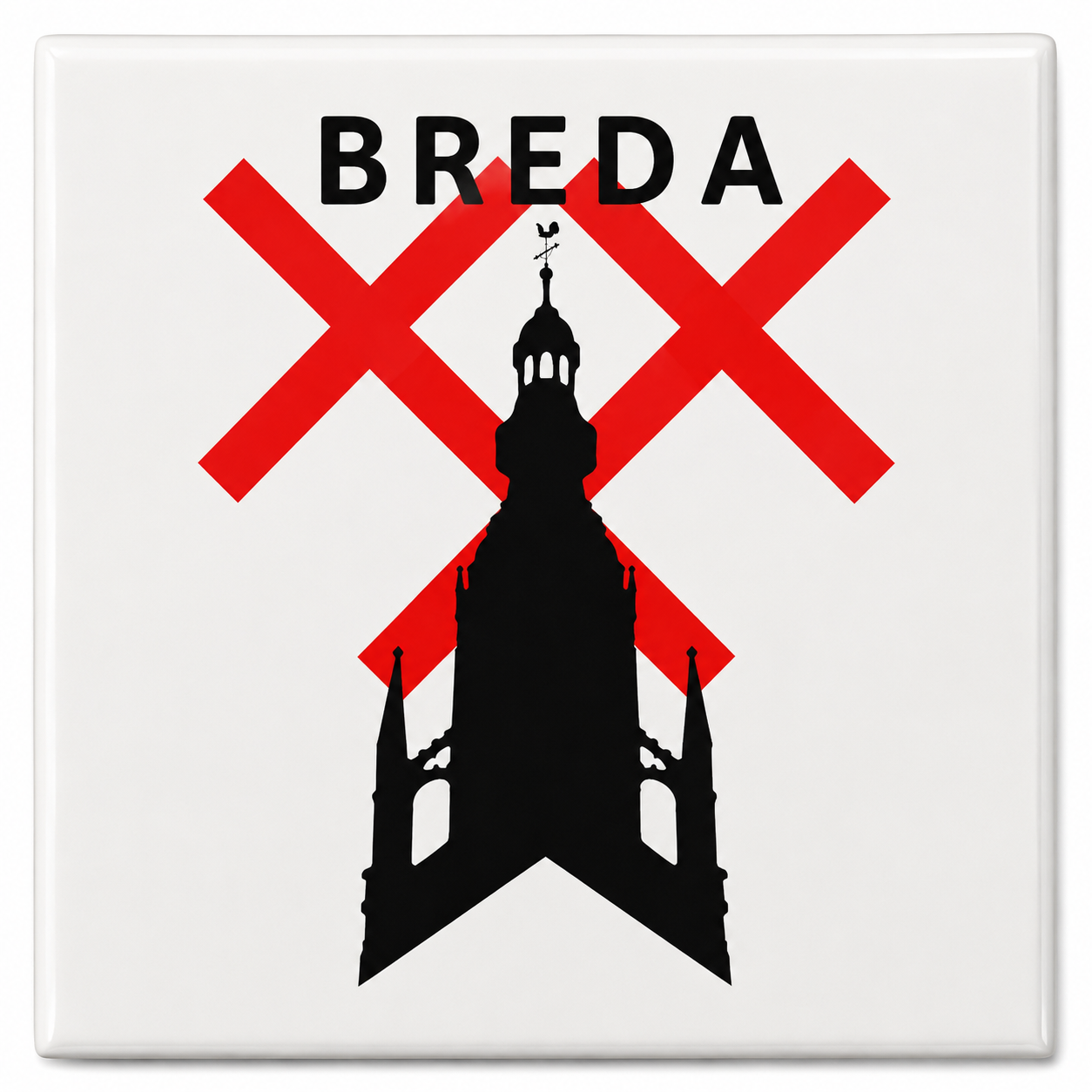 Tegeltje Breda klein 5x5 cm handgemaakt cadeau