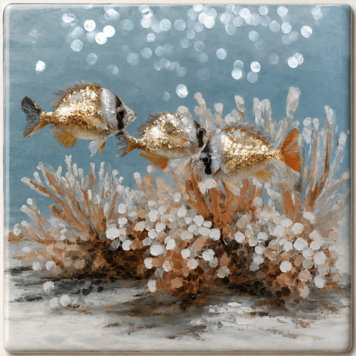 Keramische tegeltjes Vissen– 3 stuks van 5x5 cm – Handgemaakt cadeau