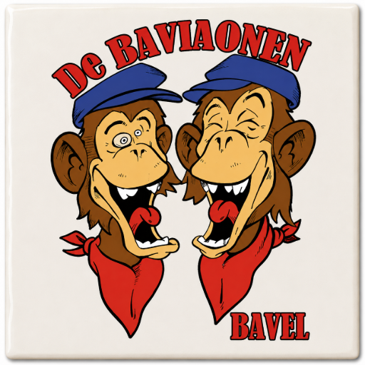 Tegeltje Bavel Carnaval Baviaonen 10x10 cm Handgemaakt cadeau