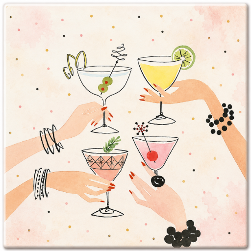 Tegeltje Cocktails 10x10 cm Handgemaakt cadeau
