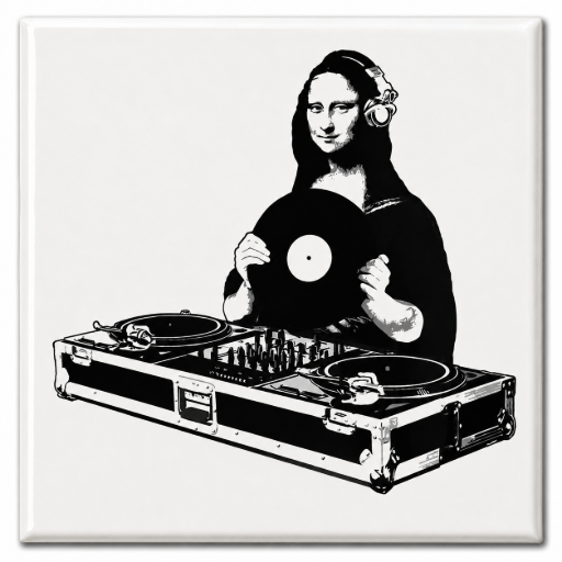 Tegeltje DJ Mona Lisa 10x10 cm Handgemaakt cadeau