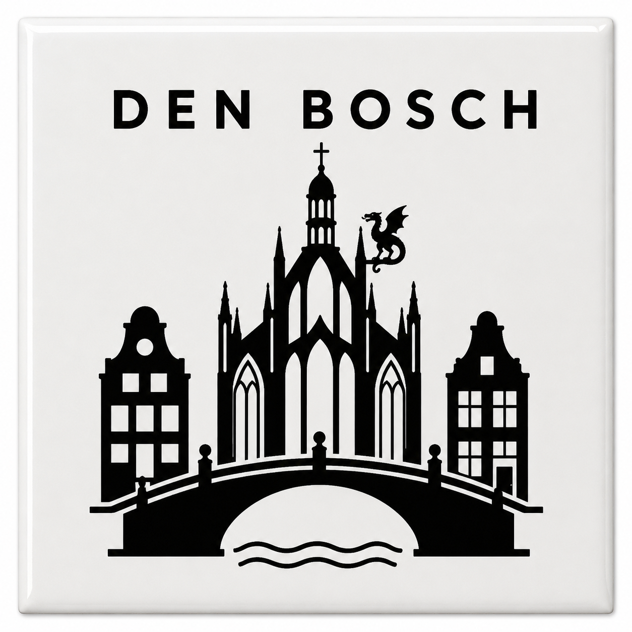 Tegeltje Den Bosch klein 5x5 cm Handgemaakt cadeau
