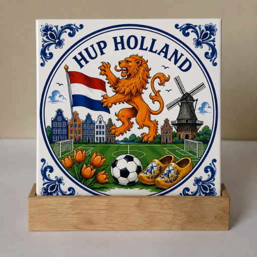 Tegeltje Hup Holland 10x10 cm Handgemaakt cadeau