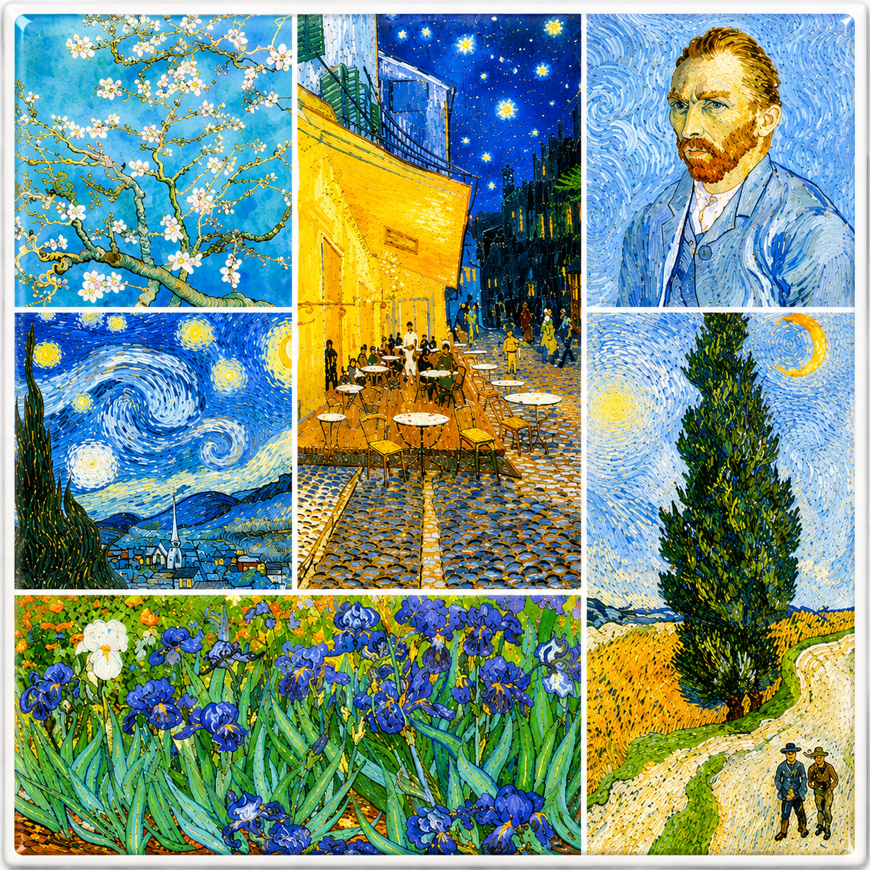 Tegeltje Kunstcollage van Gogh 15 x 15 cm