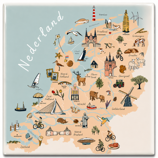 Tegeltje Nederland 15x15 cm Handgemaakt cadeau