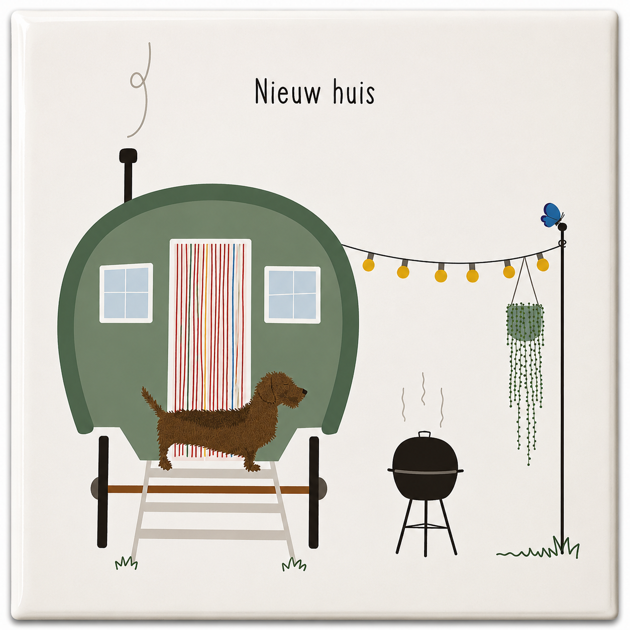 Tegeltje Nieuw huis 10x10 cm Handgemaakt cadeau