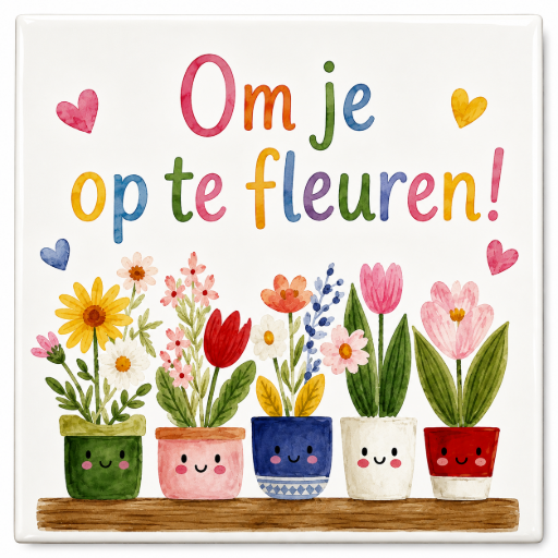 Tegeltje Om je op te fleuren 10x10 cm Handgemaakt cadeau