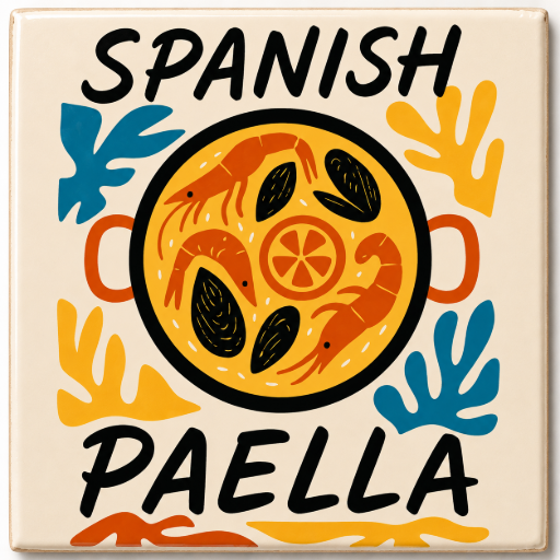 Tegeltje Paella 10x10 cm Handgemaakt cadeau