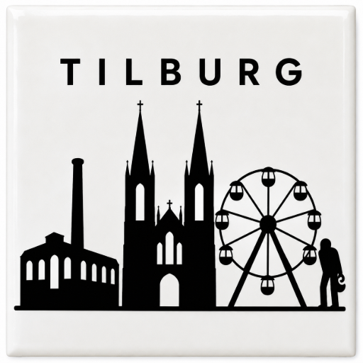 Tegeltje Tilburg klein 5x5 cm handgemaakt cadeau