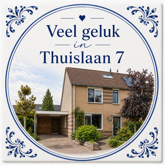 Gepersonaliseerd tegeltje Nieuwe woning 15x15 cm Handgemaakt cadeau