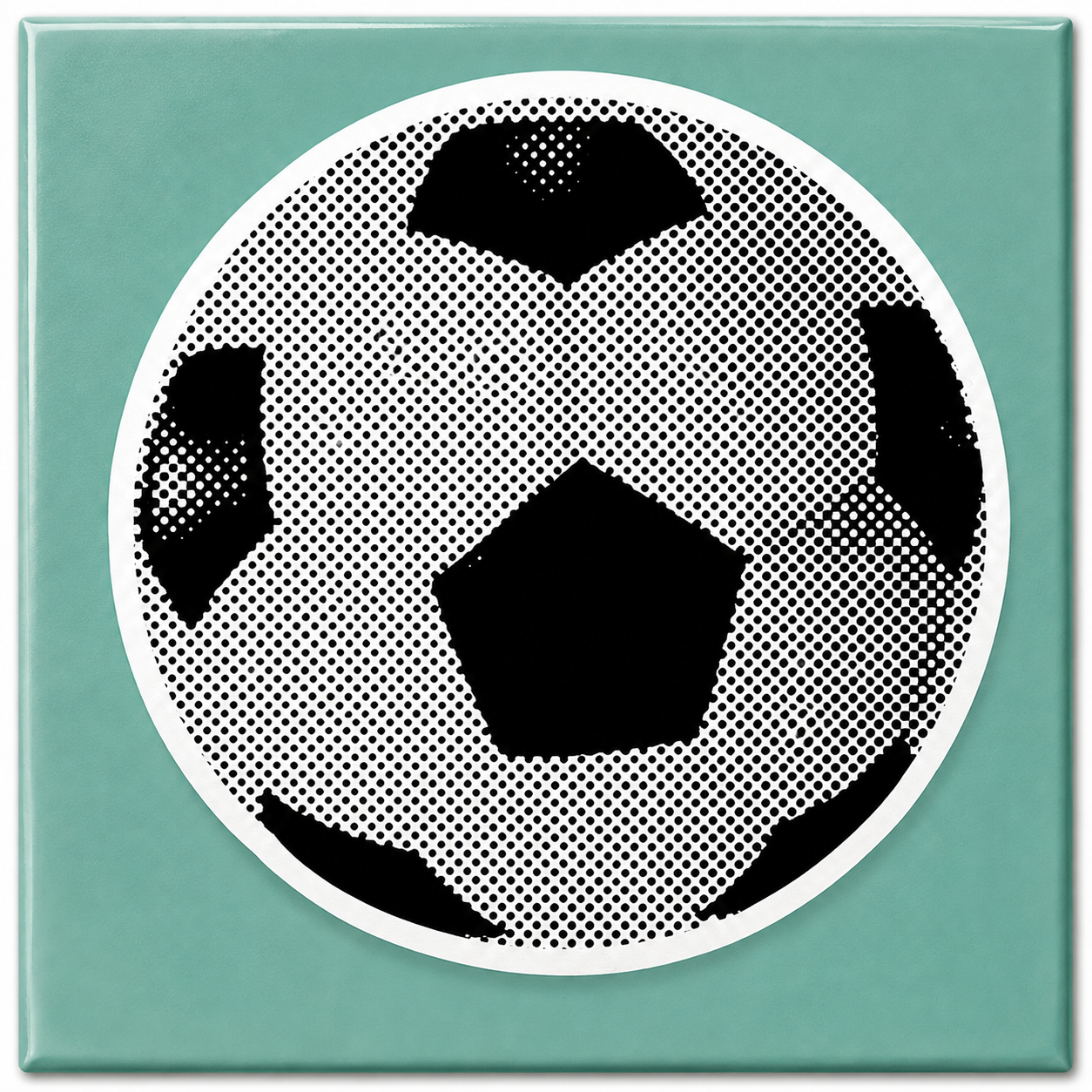 Tegeltje Voetbal 10x10 cm Handgemaakt cadeau