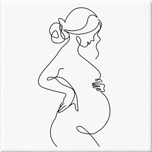 Wit Tegeltje Zwangere Vrouw | Minimalistische Lijntekening