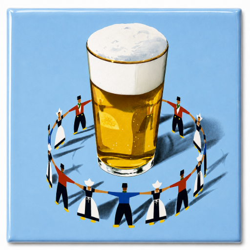 Tegeltje met Bierglas en Hollandse Figuren 10 x10 cm Keramische decoractie