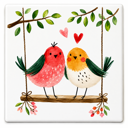 Tegeltje Lovebirds 10 x 10 cm