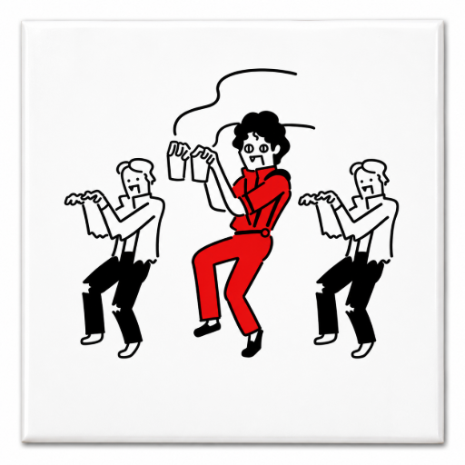 Tegeltje Thriller Michael Jackson Geïnspireerd met koffie 10 x 10 cm
