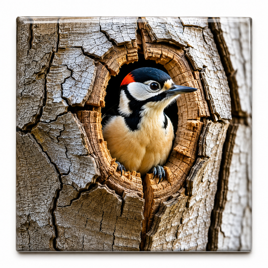 Tegeltje Specht 10x10 cm – Keramische Decoratie