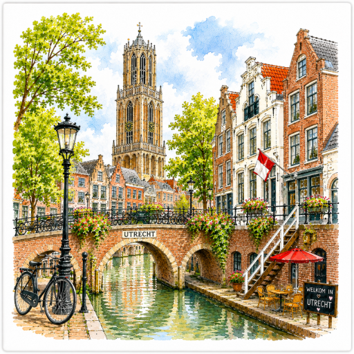Tegeltje Utrecht gracht Dom 10x10 cm