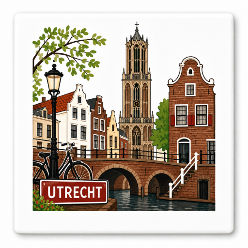 Tegeltje Utrecht grafisch kleur 10x10 cm