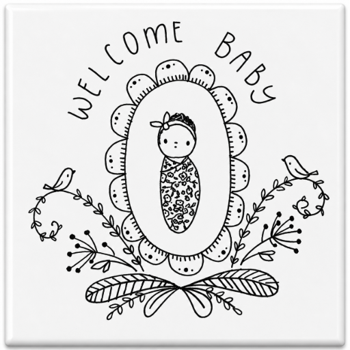 Tegeltje Welcome baby meisje 10 x 10 cm